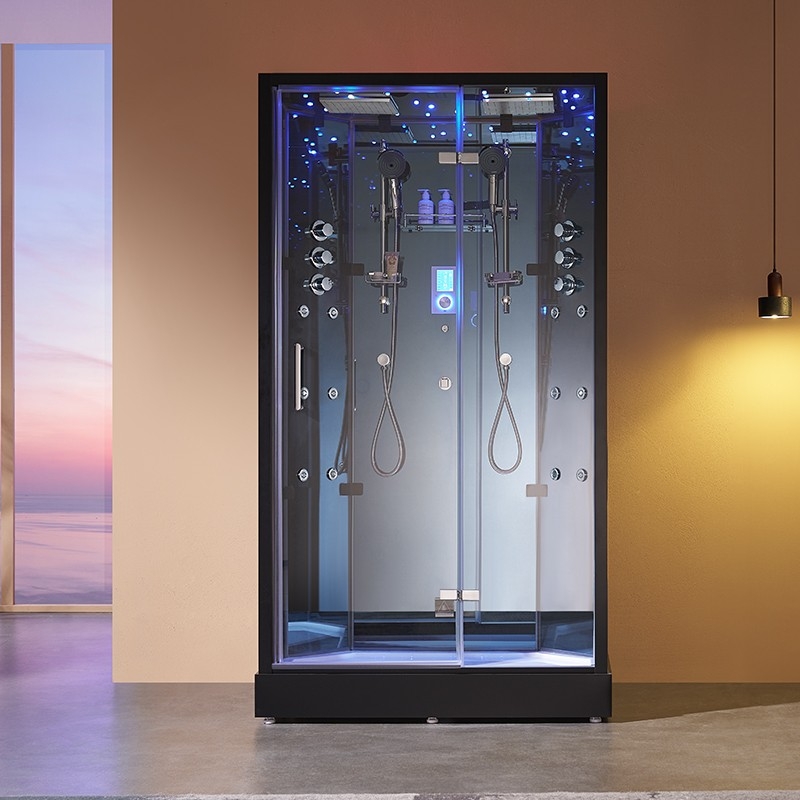 Cabine douche hammam 2 places XDUAL 120 MIROIR BLUE Archipel® - 120x80 cm