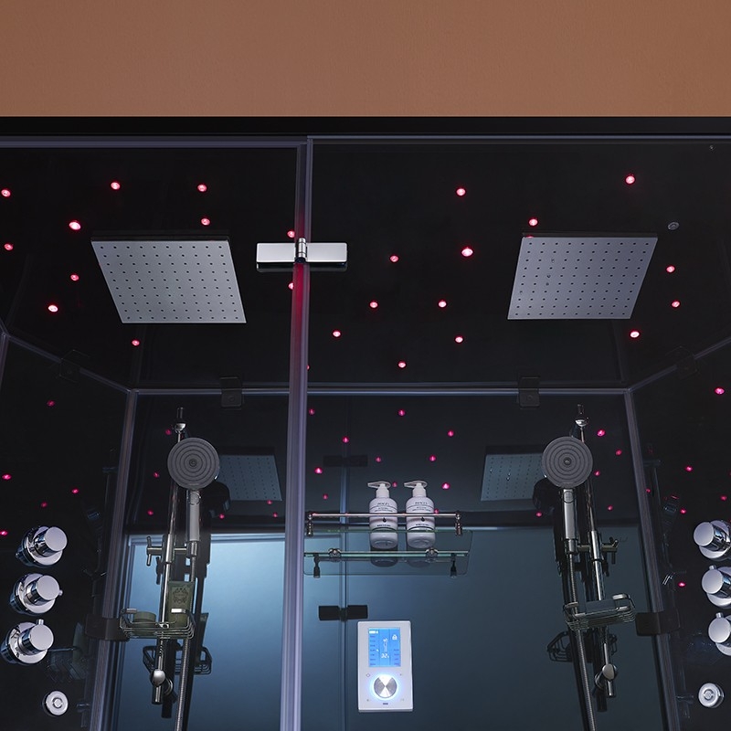 Cabine douche hammam 2 places XDUAL 160 MIROIR BLUE Archipel® - 160x90 cm