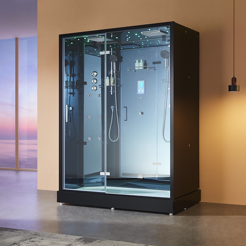 Cabine douche hammam 2 places XDUAL 160 MIROIR BLUE Archipel® - 160x90 cm