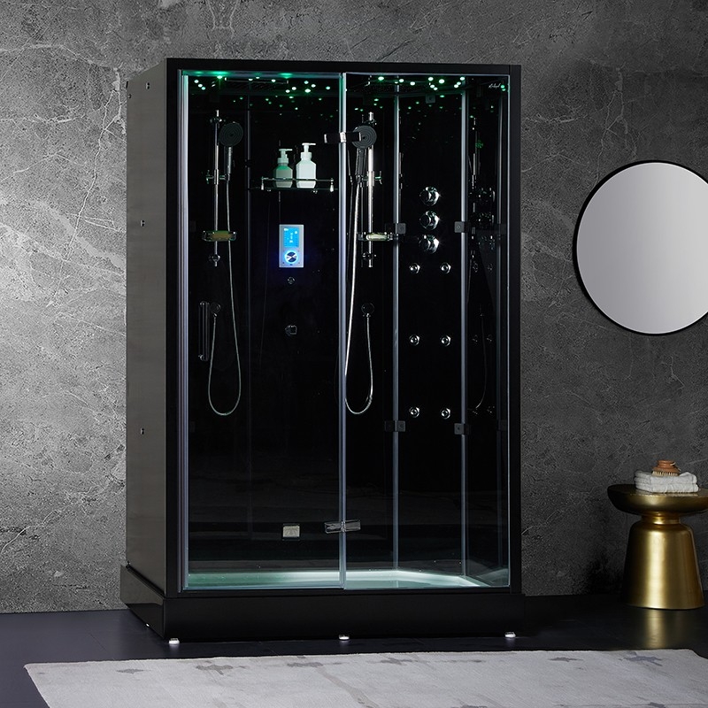 Cabine douche hammam 2 places XDUAL 140 BLACK Archipel® - 140x90 cm