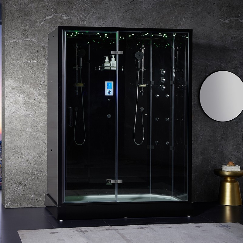 Cabine douche hammam 2 places XDUAL 160 BLACK Archipel® - 160x90 cm