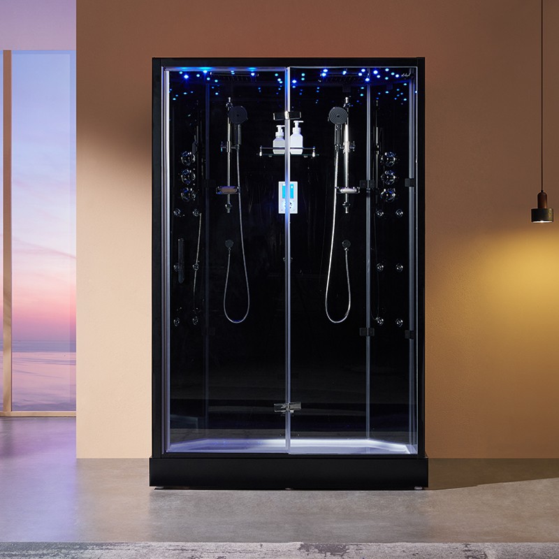 Cabine douche hammam 2 places XDUAL 140 BLACK Archipel® - 140x90 cm