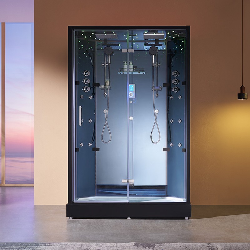 Cabine douche hammam 2 places XDUAL 140 MIROIR BLEU Archipel® - 140x90 cm