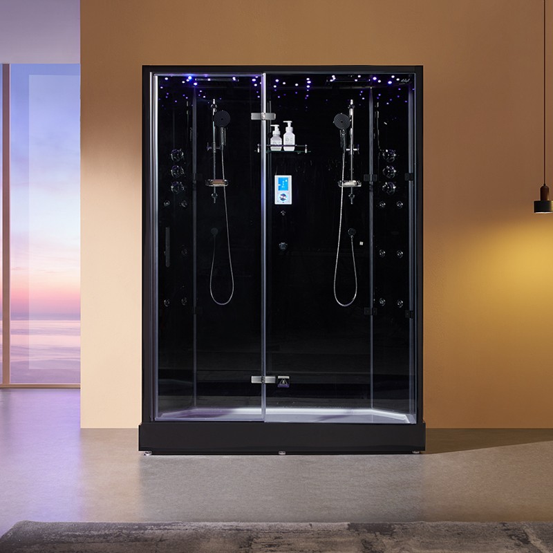 Cabine douche hammam 2 places XDUAL 160 BLACK Archipel® - 160x90 cm