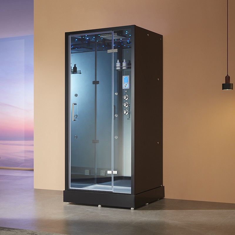 Cabine douche hammam 1 place X-ONE MIROIR BLEU Archipel® - 100x90 cm