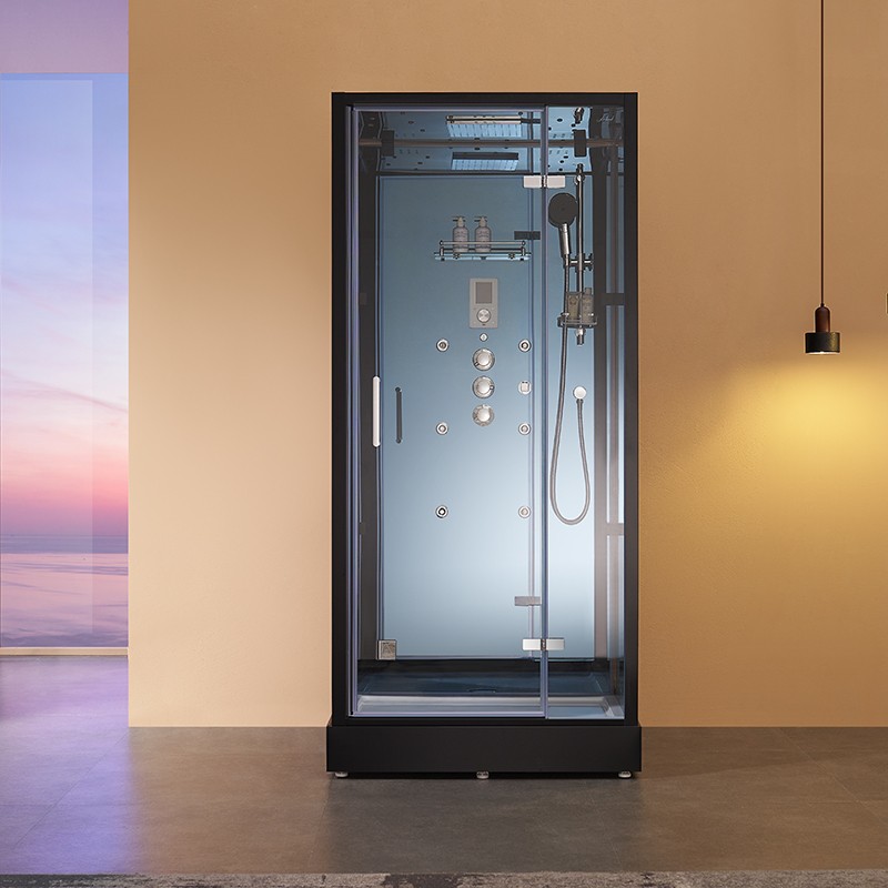 Cabine douche hammam 1 place X-ONE MIROIR BLEU Archipel® - 100x90 cm