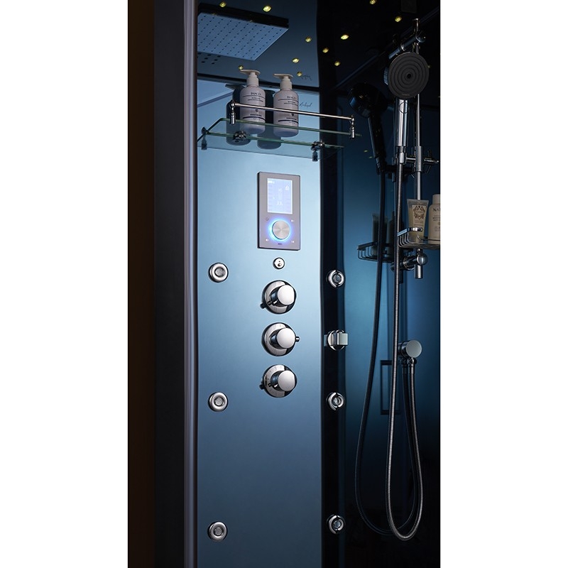 Cabine douche hammam 1 place X-ONE MIROIR BLEU Archipel® - 100x90 cm