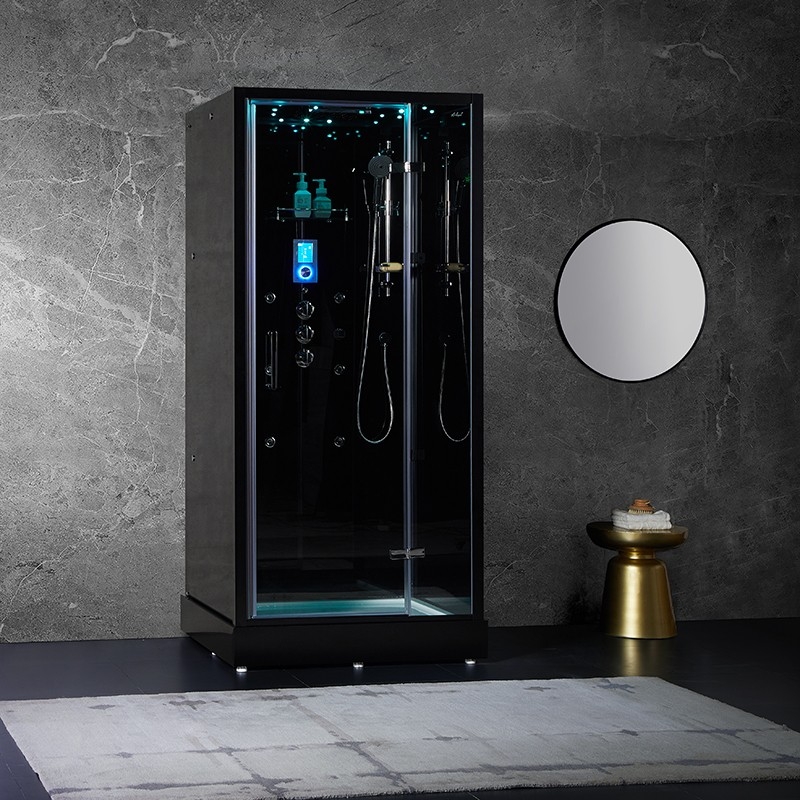 Cabine douche hammam X-ONE 100 BLACK Archipel® - 100x90 cm