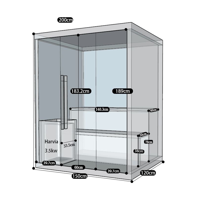 Sauna finlandais Nordica® Vapeur V23 - 2-3 places - 150 x 120 x H.200