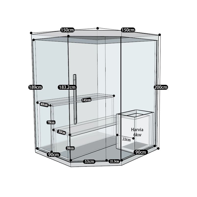 Sauna d'angle finlandais Nordica® Vapeur V34 - 3-4 places - 150 x 150 x H.200