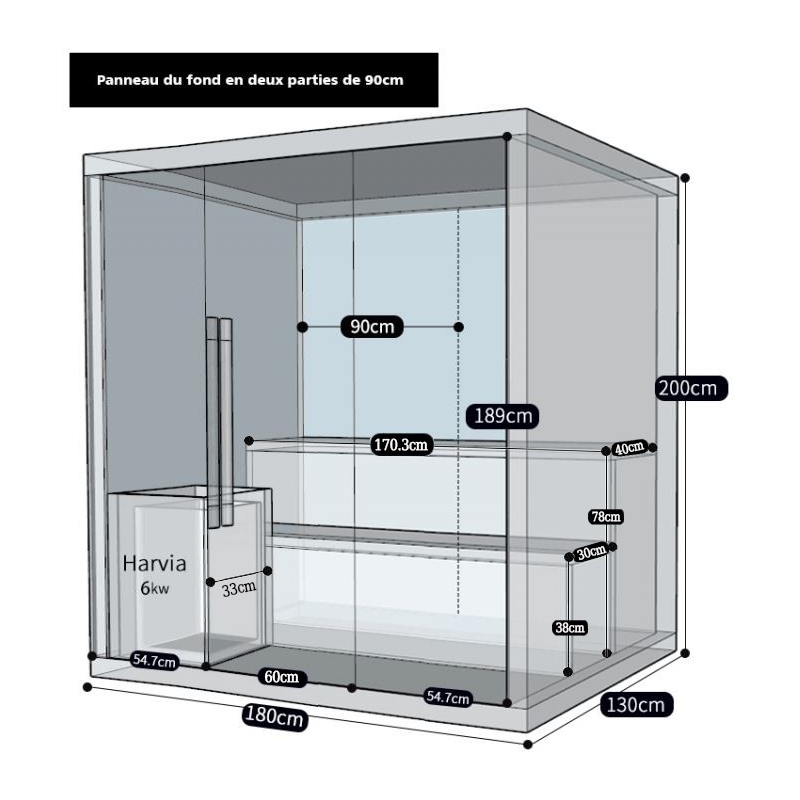 Sauna finlandais Nordica® Vapeur V45 - 4-5 places - 180 x 130 x H.200
