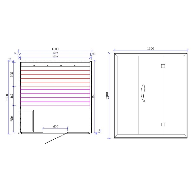 Sauna traditionnel Boreal® CELEST 180 - 4 places - 180*180*210 cm
