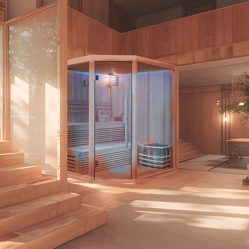 Sauna d'angle Boreal® Evasion Baltik 5 places - 180x180x210 cm