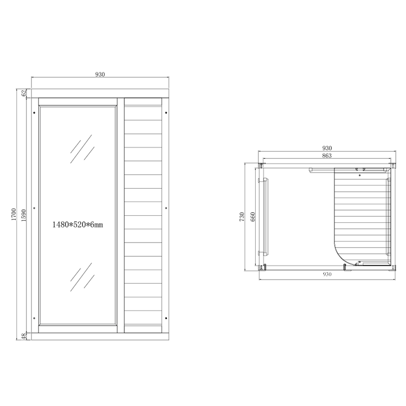Sauna infrarouge BOREAL® NANO (1 PLACE) 93x73