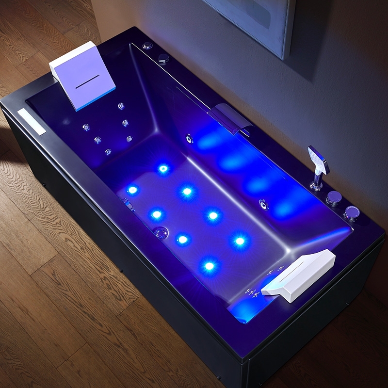 Baignoire balneo EDEN 180 BLACK MAT 1 à 2 places ARCHIPEL® 180x80