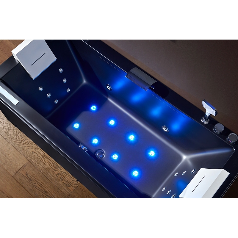 Baignoire balneo EDEN 180 BLACK MAT 1 à 2 places ARCHIPEL® 180x80