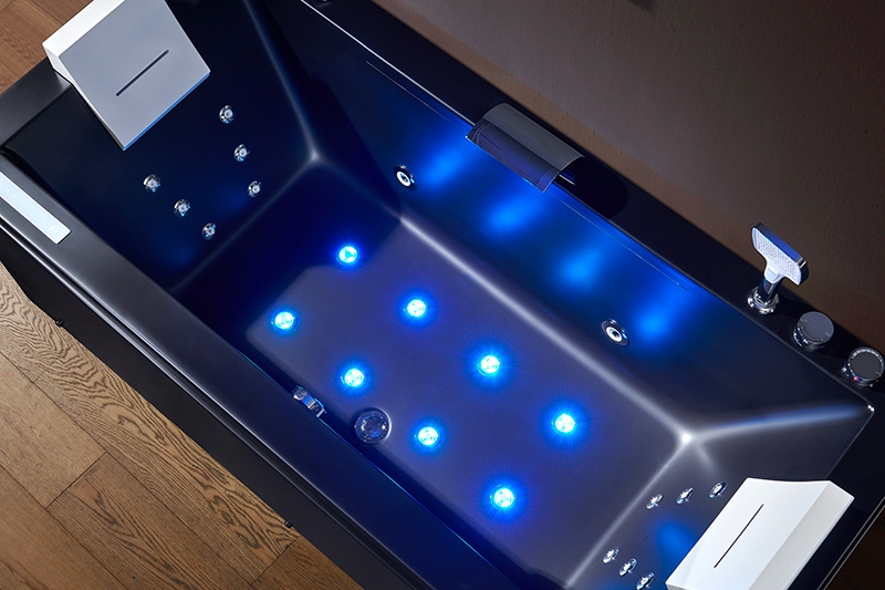 Baignoire balneo EDEN 180 BLACK MAT 1 à 2 places ARCHIPEL® 180x80