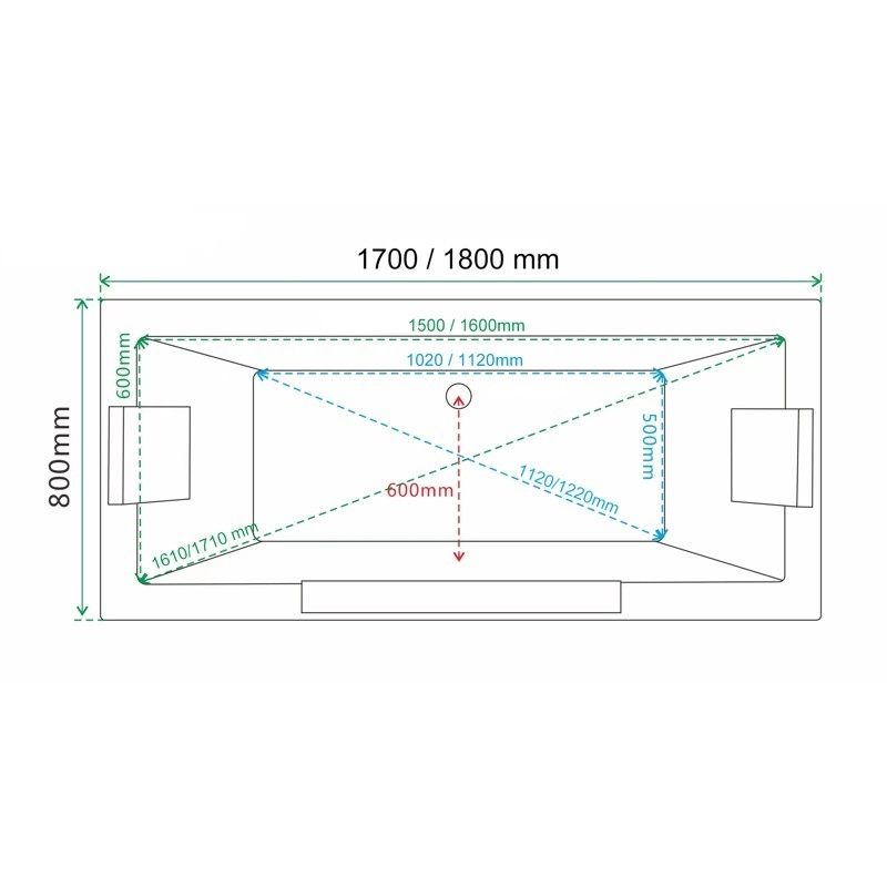 Baignoire balneo EDEN 180 BLACK MAT 1 à 2 places ARCHIPEL® 180x80