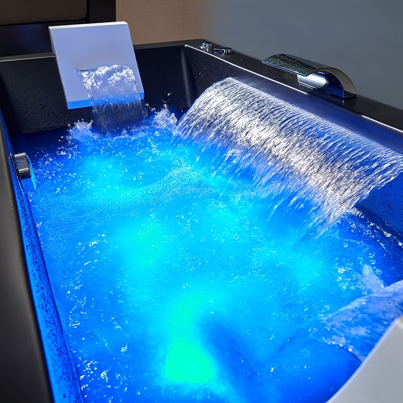 Baignoire balneo EDEN 180 BLACK MAT 1 à 2 places ARCHIPEL® 180x80