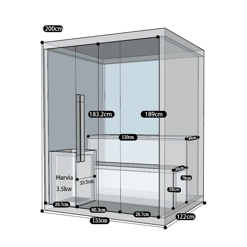 Sauna finlandais Nordica® Vapeur V23-S (1 à 2 places) - 130 x 120 x H.200