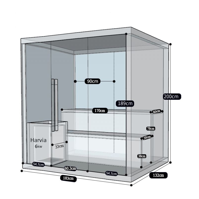 Sauna finlandais Nordica® Vapeur V45 - 4-5 places - 180 x 130 x H.200