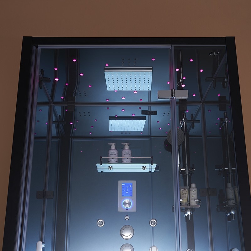 Cabine douche hammam 1 place X-ONE MIROIR BLEU Archipel® - 100x90 cm