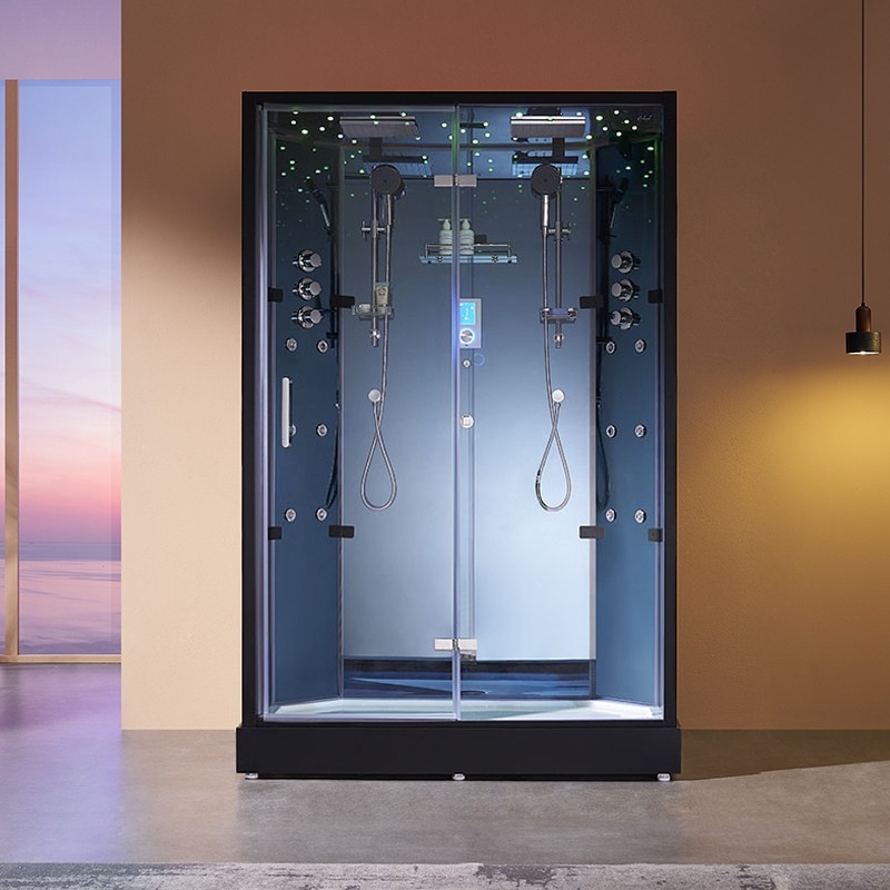 Cabine douche hammam 2 places XDUAL 140 MIROIR BLEU Archipel® - 140x90 cm