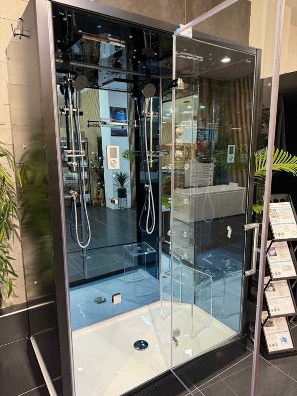 Cabine douche hammam 2 places XDUAL 140 MIROIR BLEU Archipel® - 140x90 cm