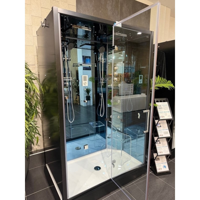 Cabine douche hammam 2 places XDUAL 140 MIROIR BLEU Archipel® - 140x90 cm