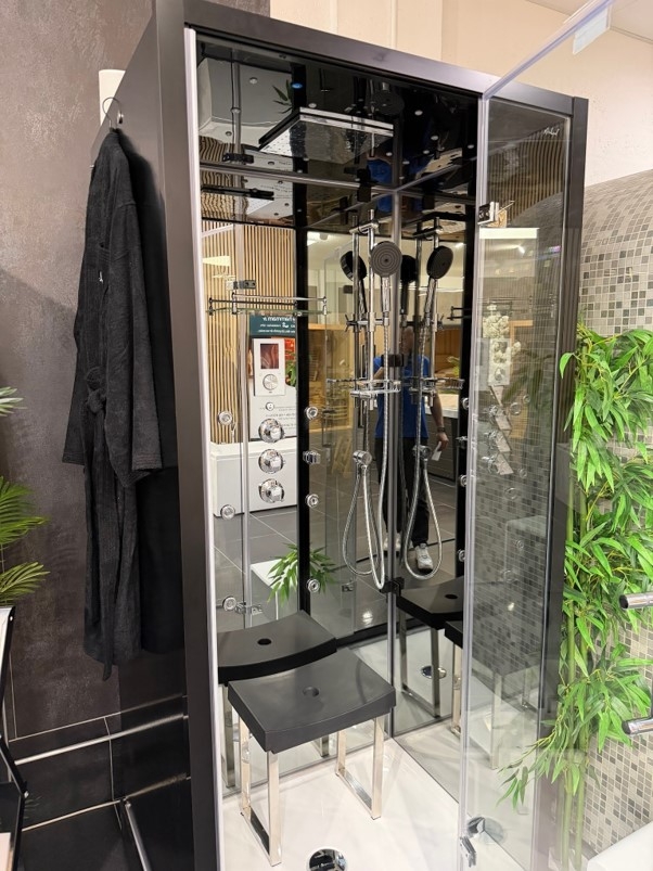 Cabine douche hammam 1 place X-ONE MIROIR BLEU Archipel® - 100x90 cm