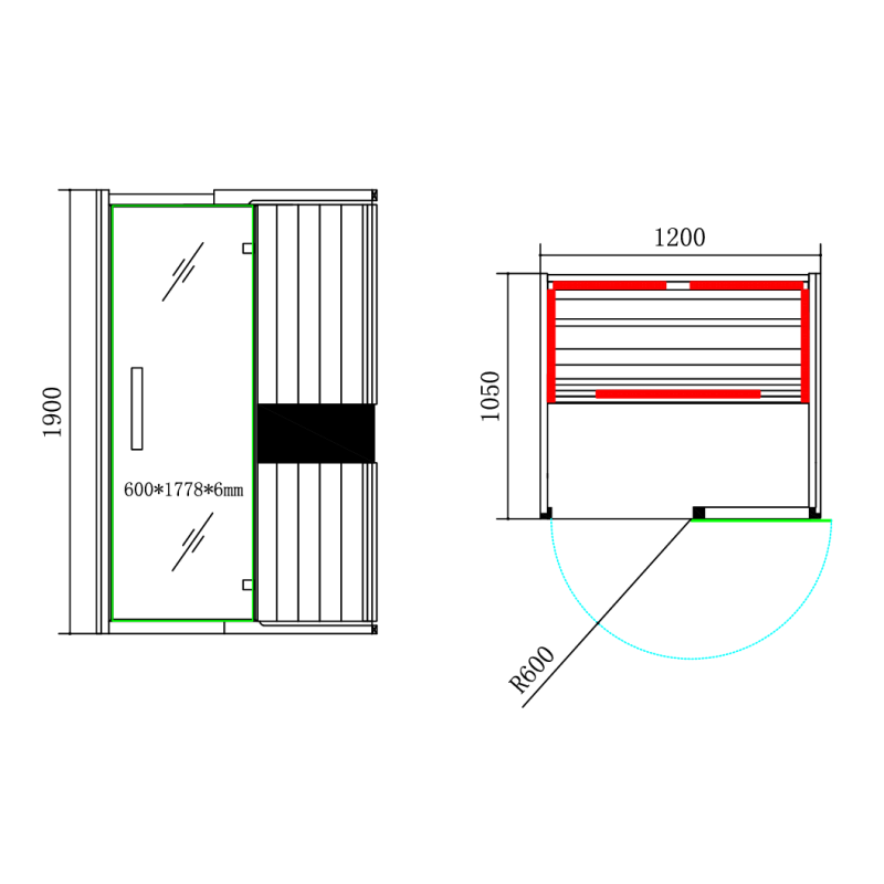 Sauna infrarouge BOREAL®CARBONE IR2 - 2 PLACES 120x100
