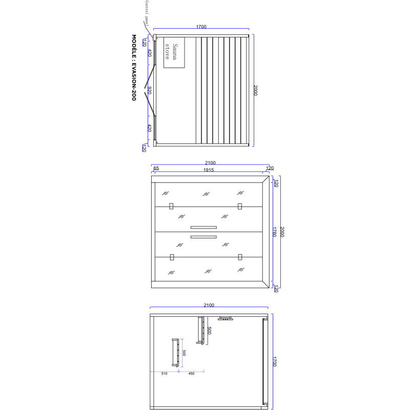 Sauna Boreal® Evasion PRO 200 - 4 à 6 places - 200*170*210