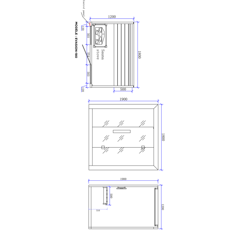Sauna Boreal® Evasion 180 - sauna de luxe en cèdre rouge 3 à 4 personnes