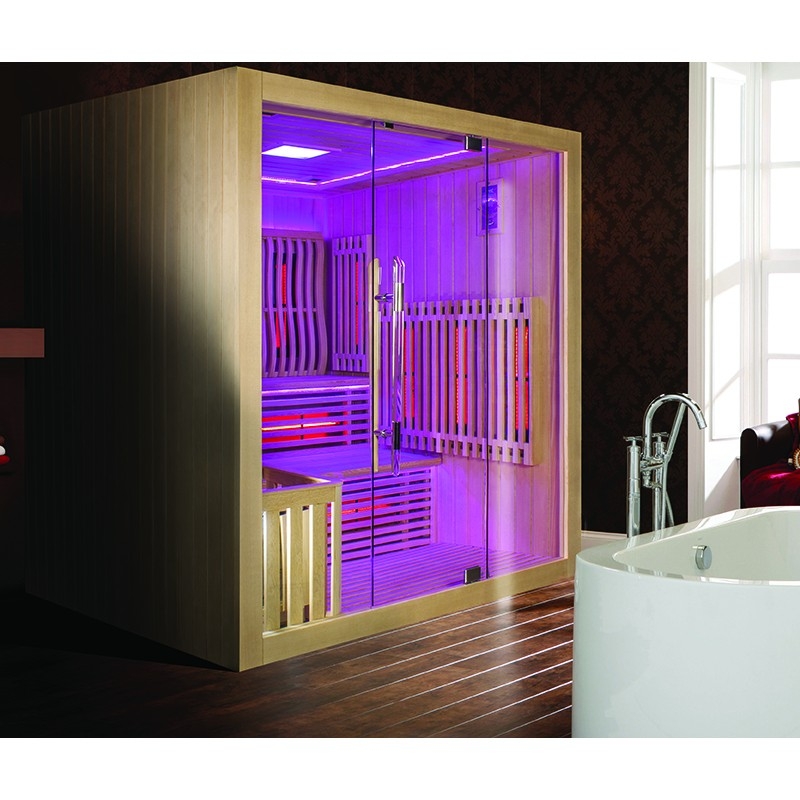 Sauna Combi Boreal® Elégance PRO 6 - 180x180 Infrarouge + Vapeur