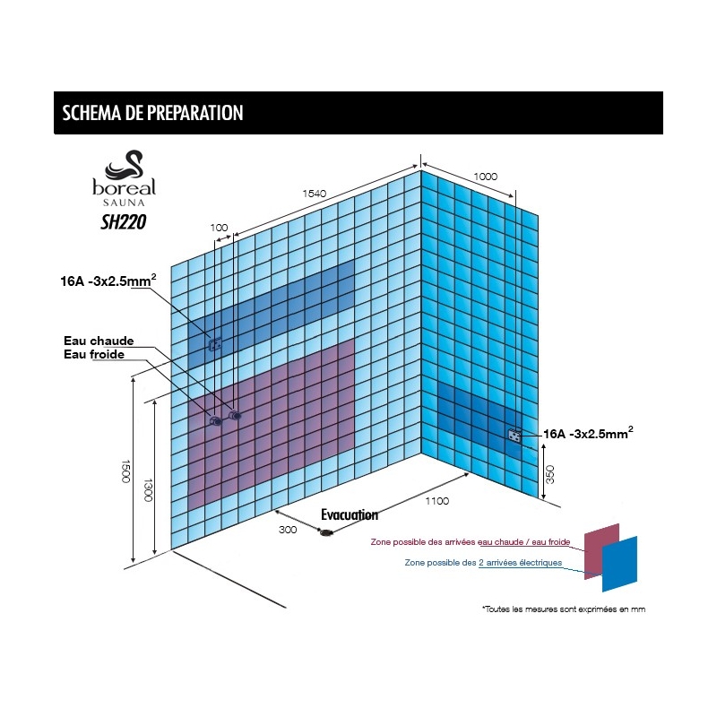 Combi Sauna Douche Hammam Boreal® SH220-D Black Edition - droite