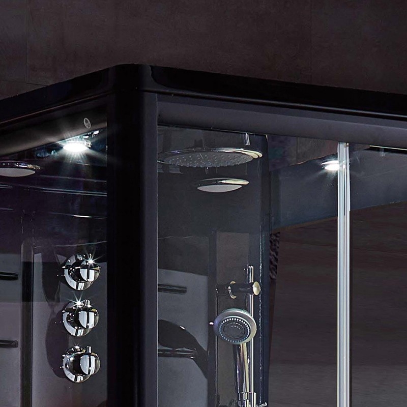 Cabine douche hammam Boreal® H-DUO Black Edition 90*115*220H