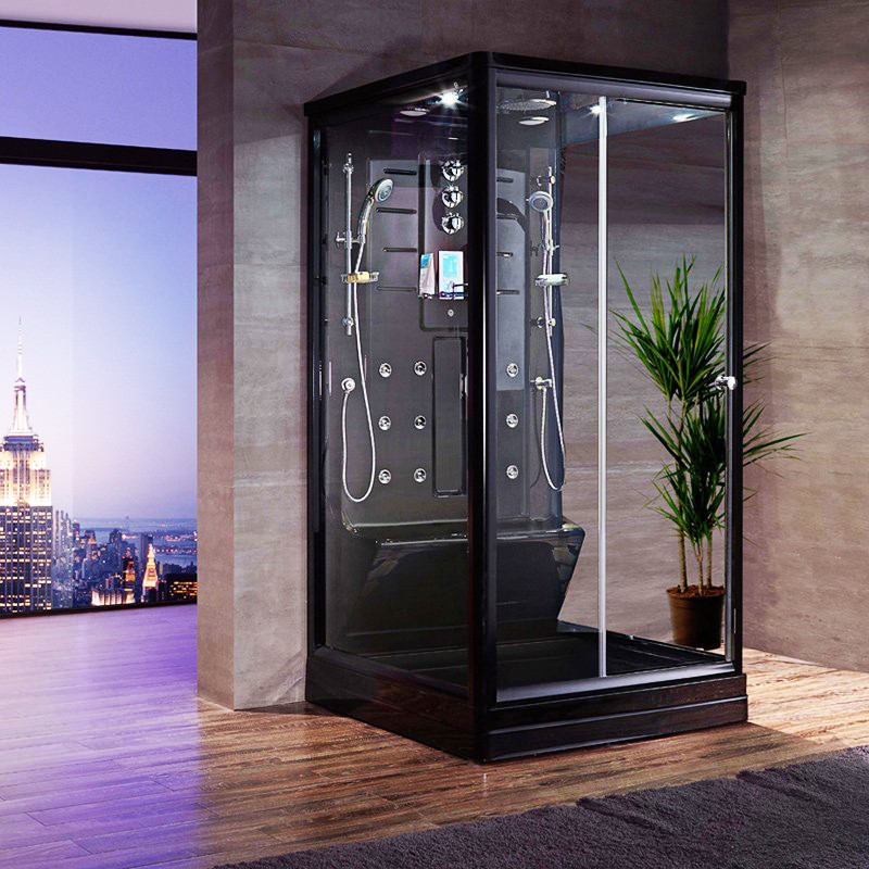 Cabine douche hammam Boreal® H-DUO Black Edition 112,5 x 90,5 x 220H cm